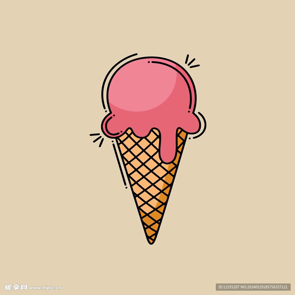 美味多彩果味冰激凌矢量插画