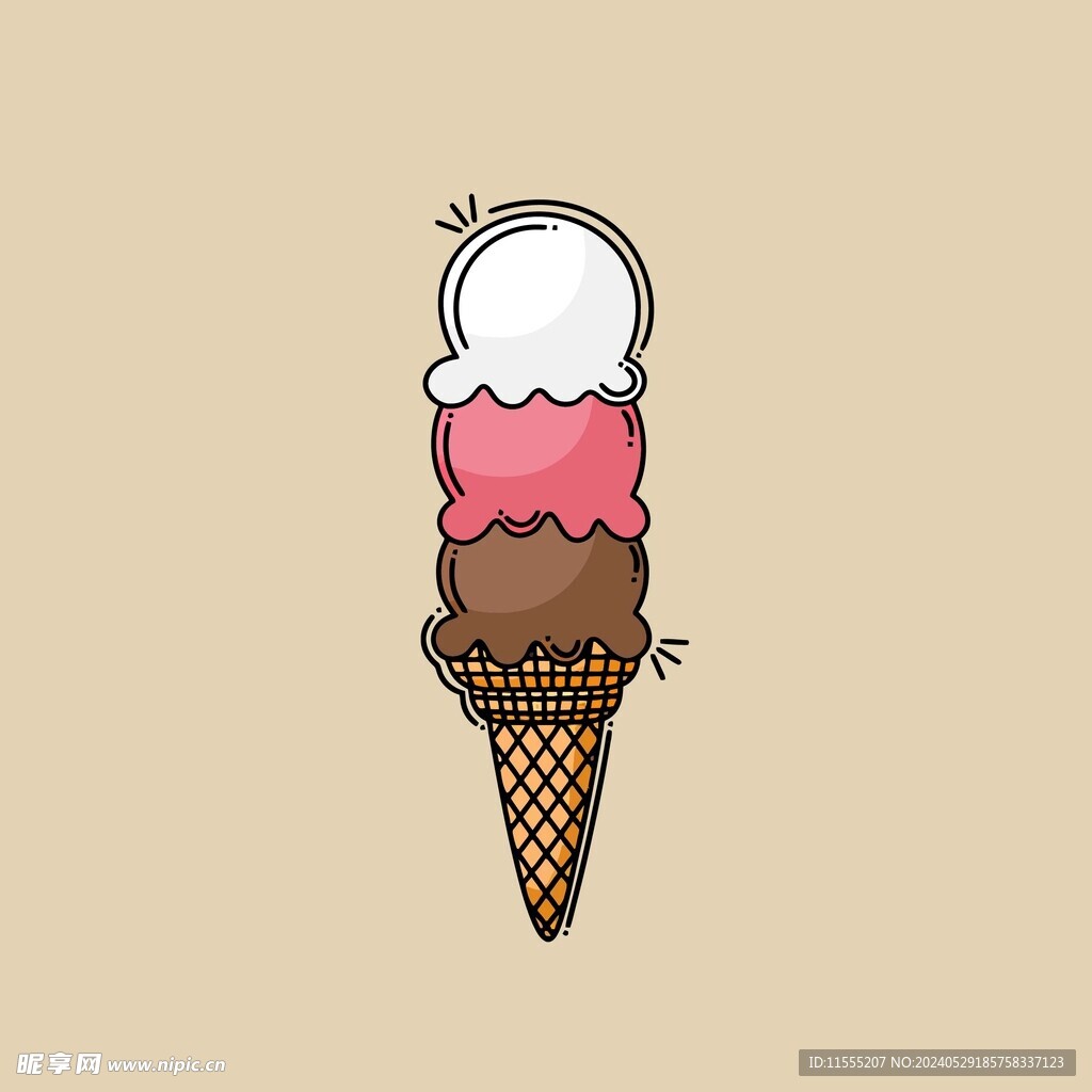 美味多彩果味冰激凌矢量插画