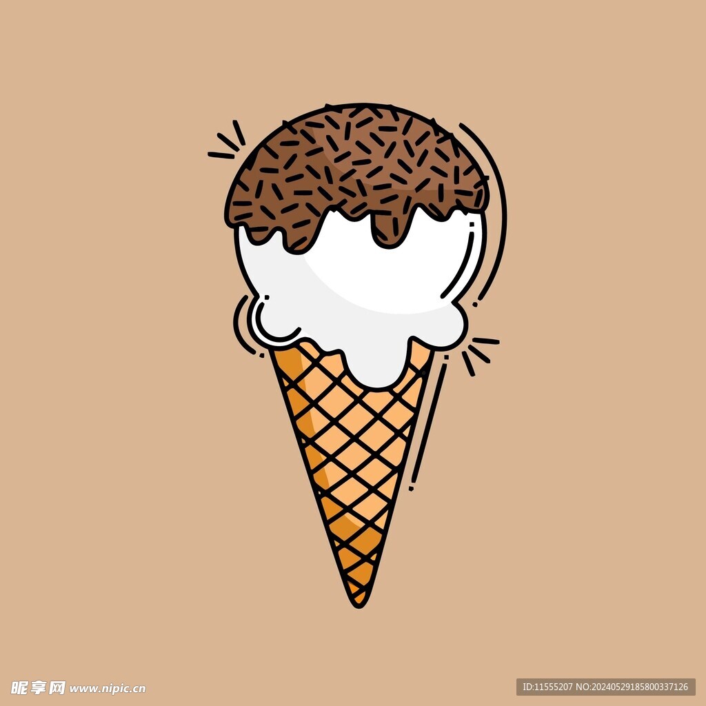 美味多彩果味冰激凌矢量插画