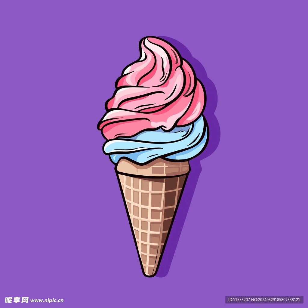 美味多彩果味冰激凌矢量插画