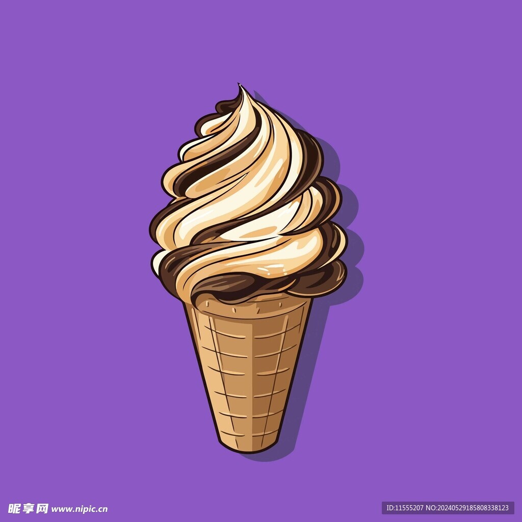 美味多彩果味冰激凌矢量插画