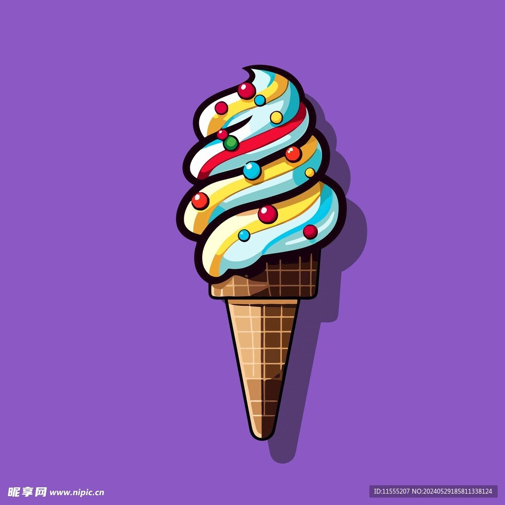 美味多彩果味冰激凌矢量插画