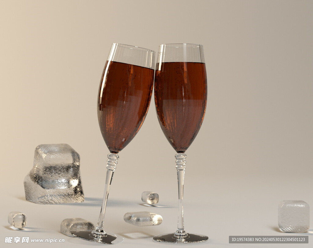  C4D模型 酒杯  