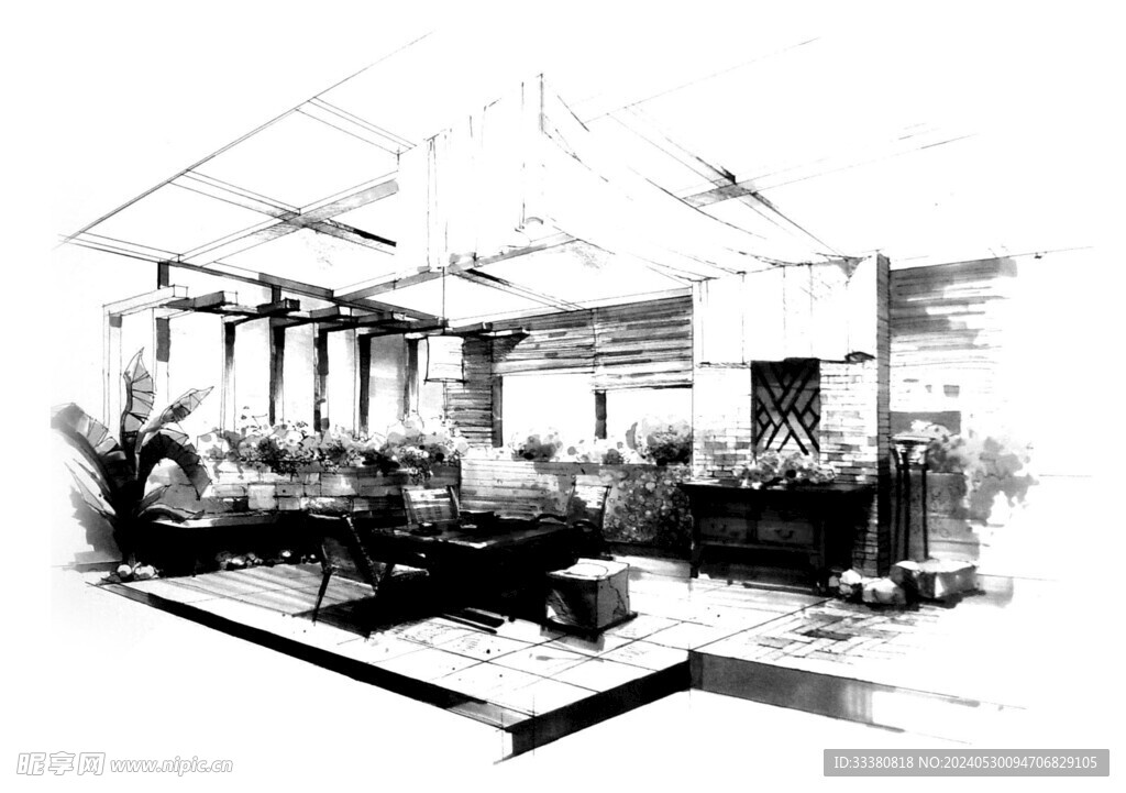 手绘素描草图效果