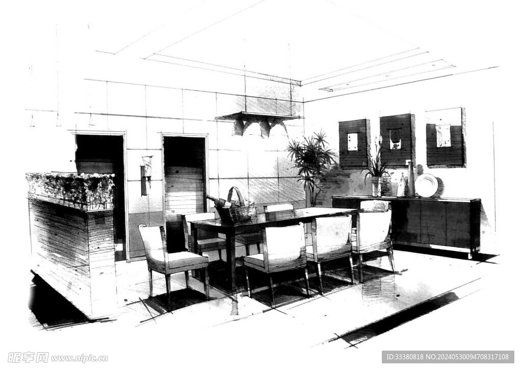 手绘素描草图效果