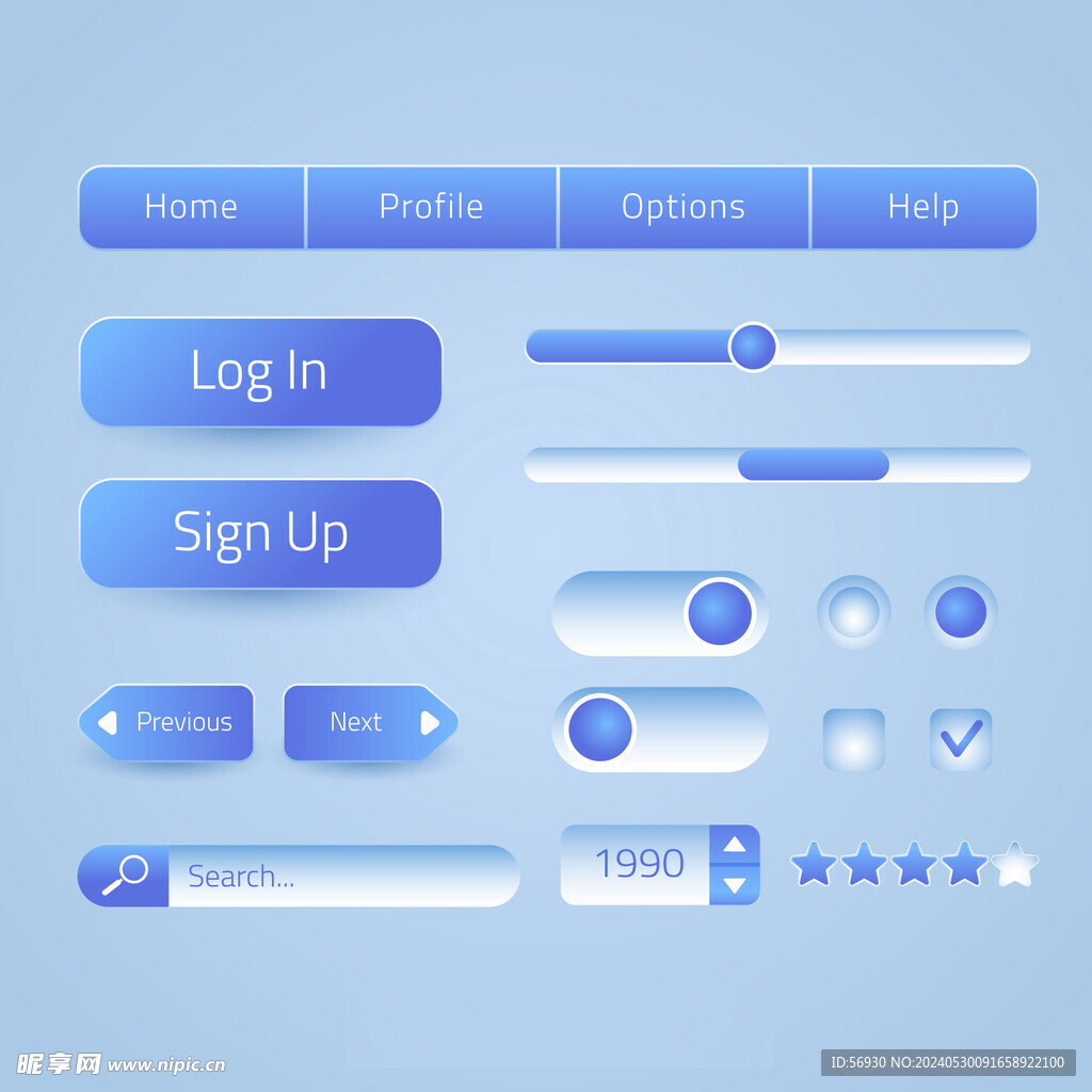 蓝色互联网网页组件按钮