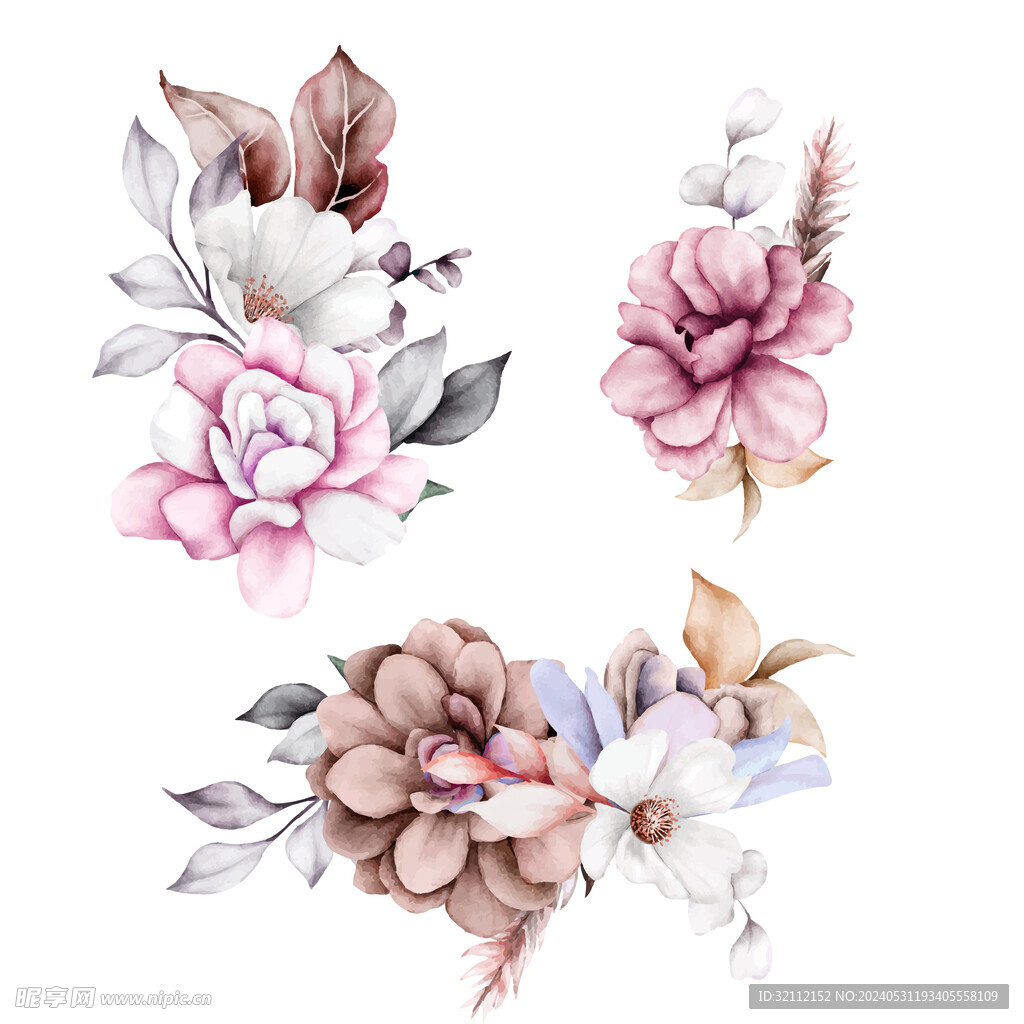 矢量手绘风花卉