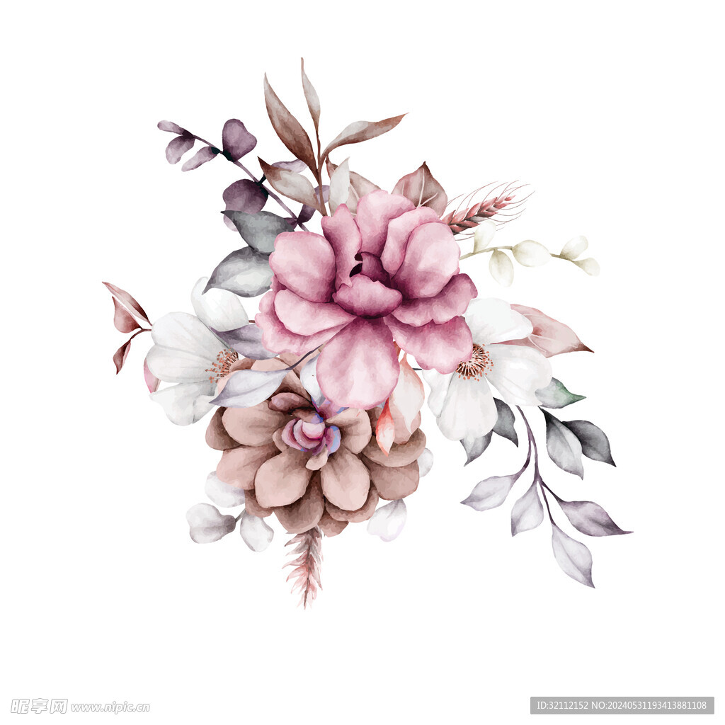 矢量手绘风花卉