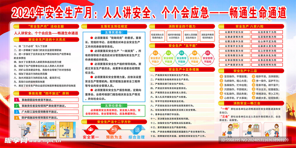 安全生产月宣传栏海报2024年