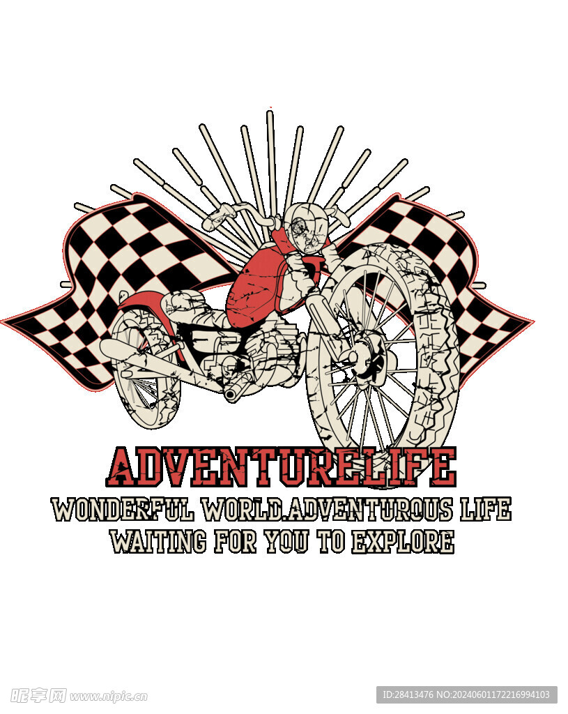 卡通拉风摩托车