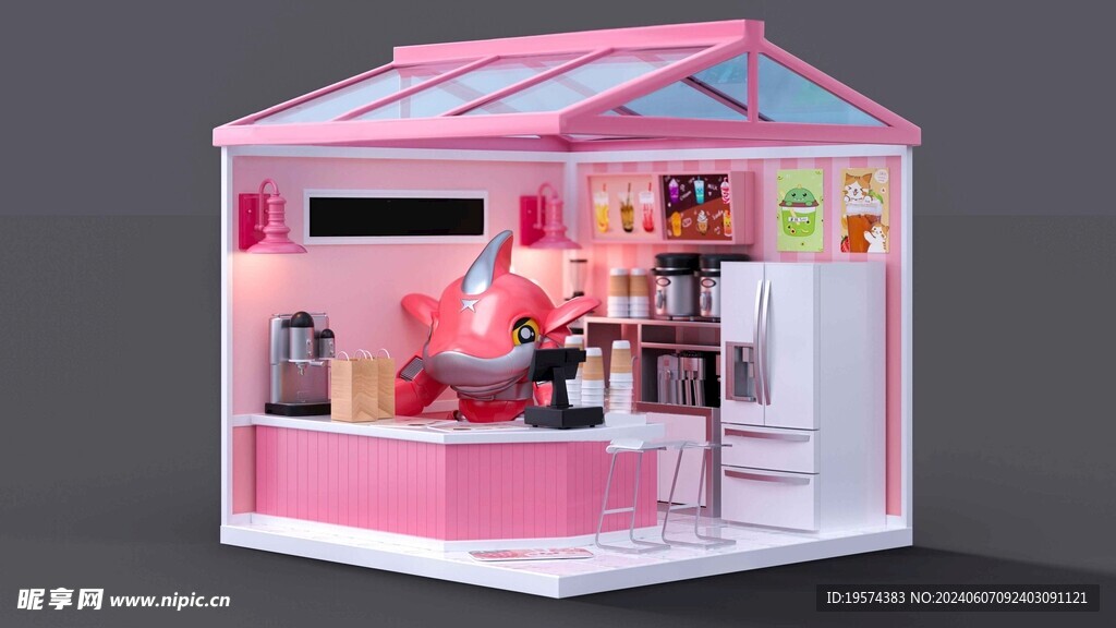 C4D模型  卡通店铺