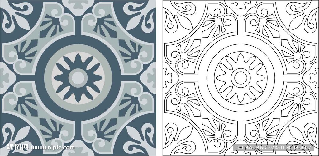 民族花纹数码印花图片