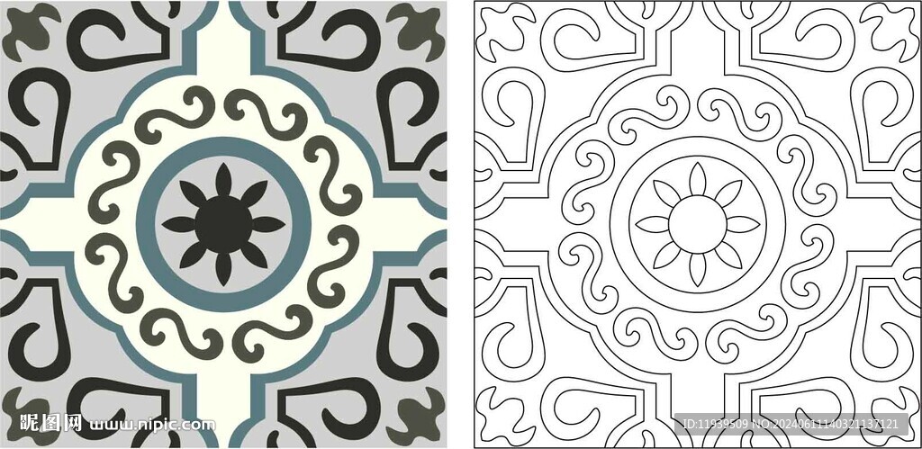 民族花纹数码印花图片