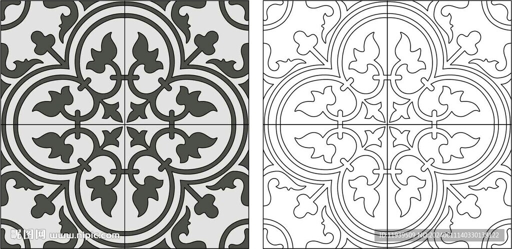 欧式圆形花纹花边图案