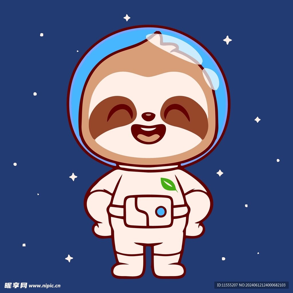 浣熊宇航员矢量卡通儿童插画图片