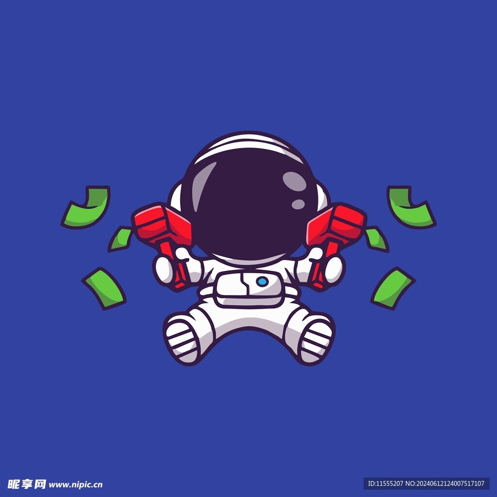 发钱宇航员矢量卡通儿童插画图片