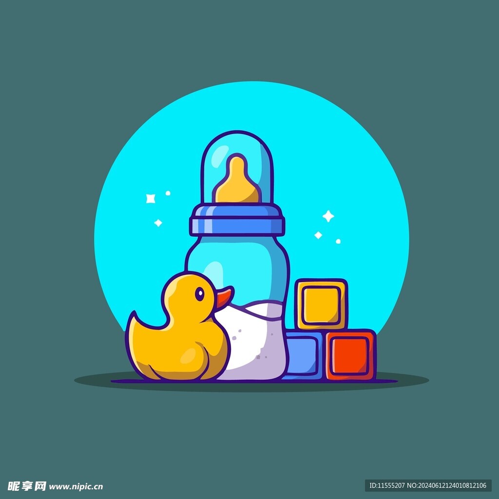 婴儿用品矢量卡通儿童插画图片