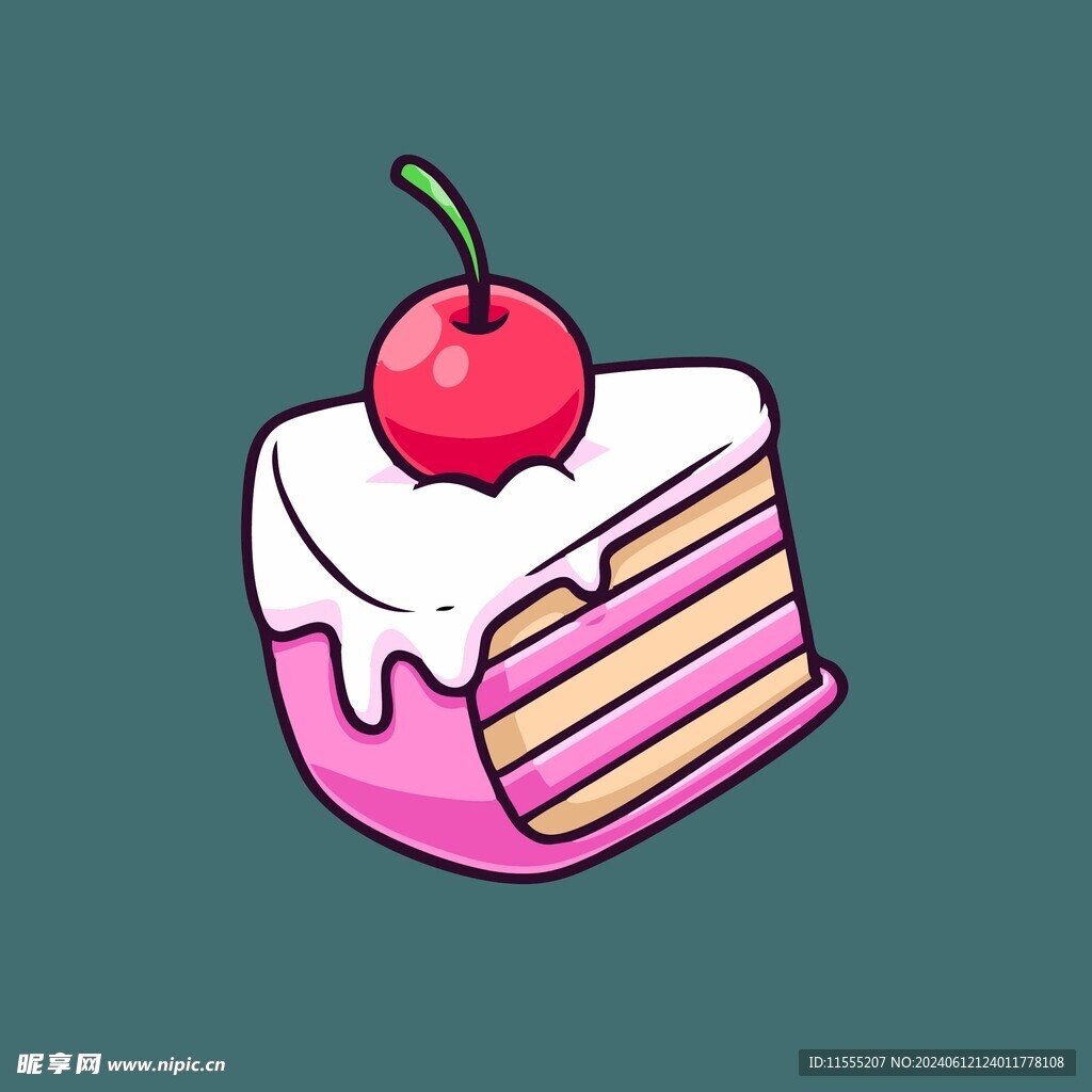 樱桃蛋糕矢量卡通儿童插画图片