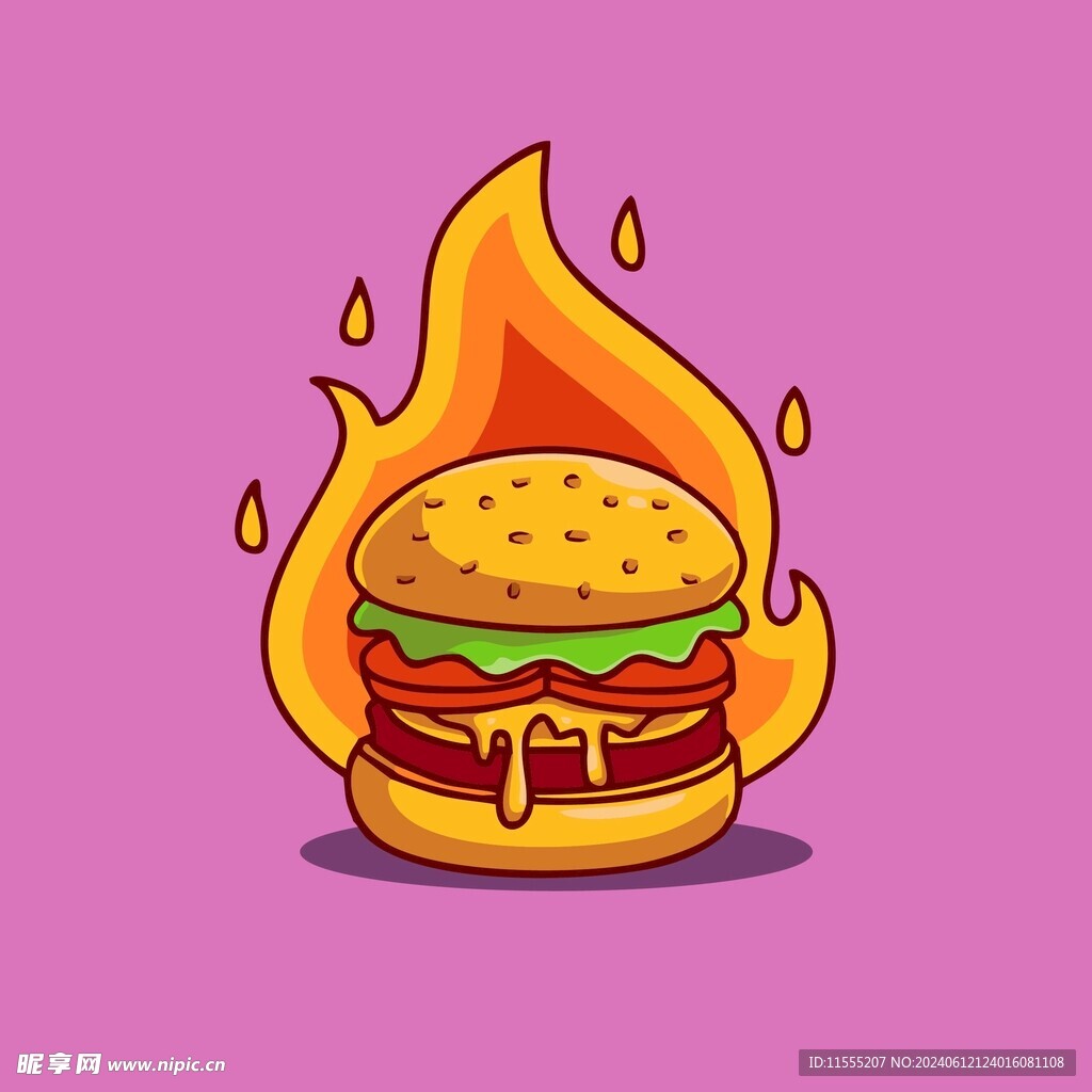 汉堡矢量卡通儿童插画图片