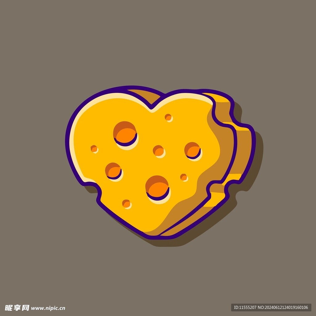 心形奶酪矢量卡通儿童插画图片