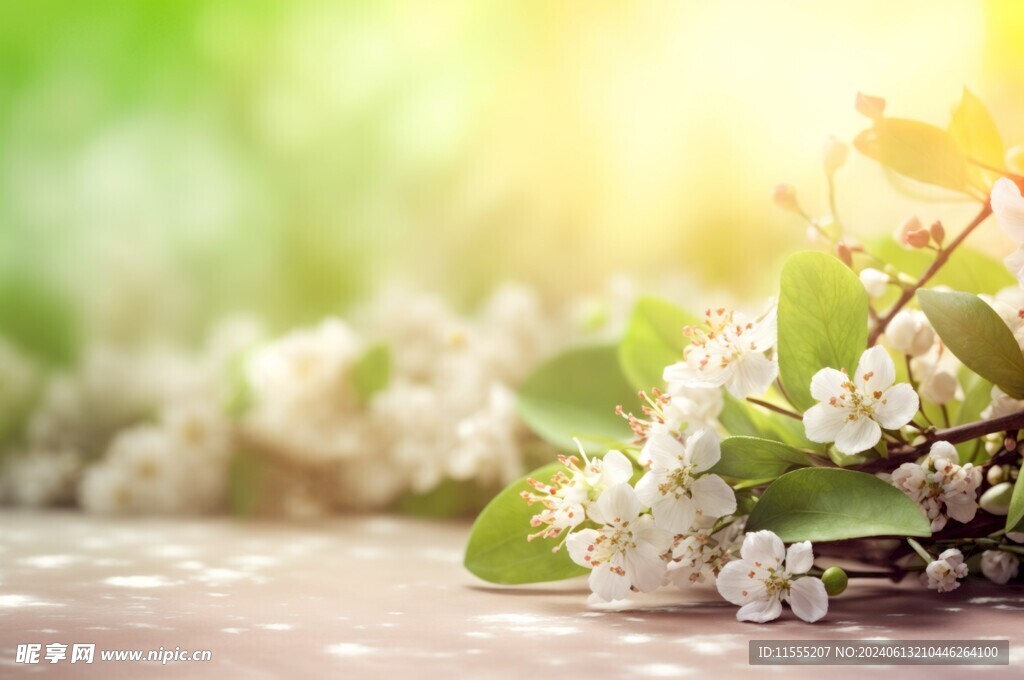 清晨阳光花朵水彩海报背景