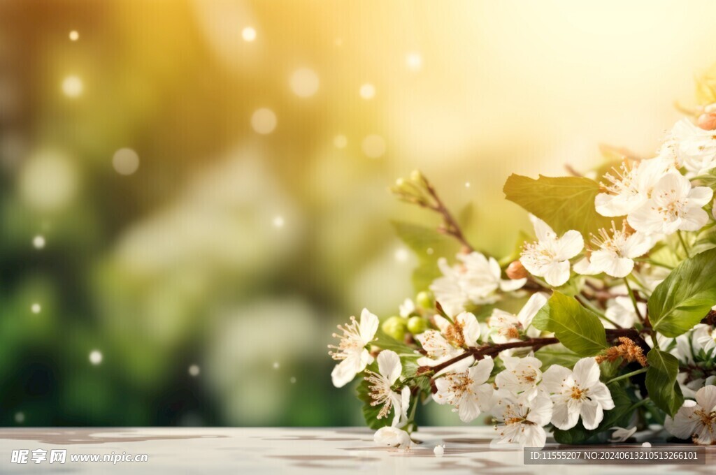 清晨阳光花朵水彩海报背景