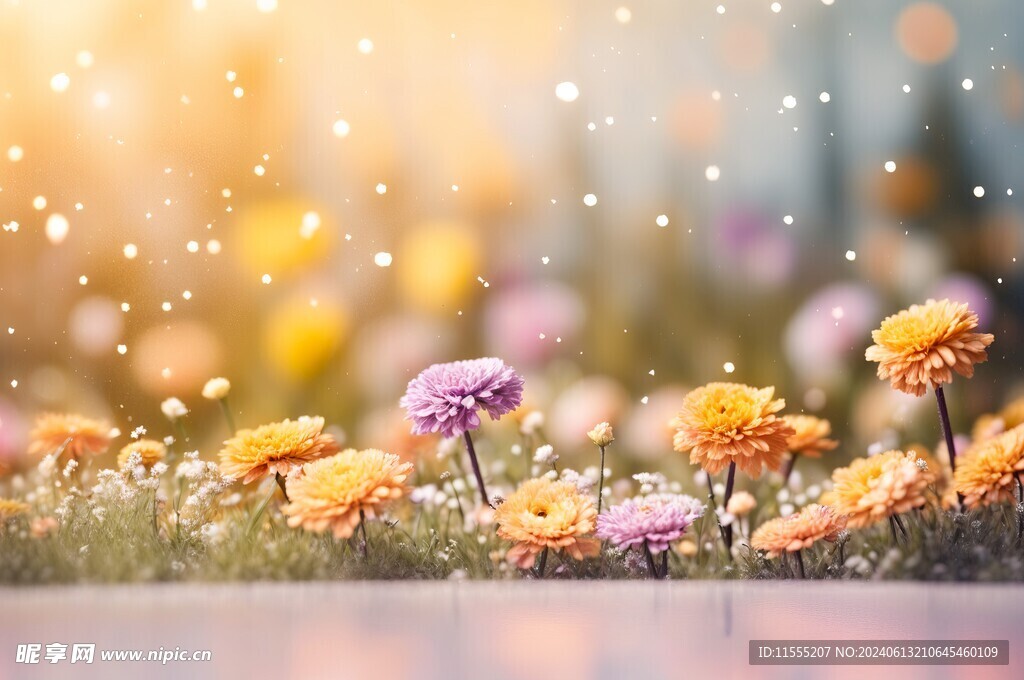 创意多彩花朵水彩海报背景