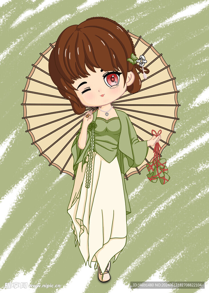 端午提粽子的姑娘