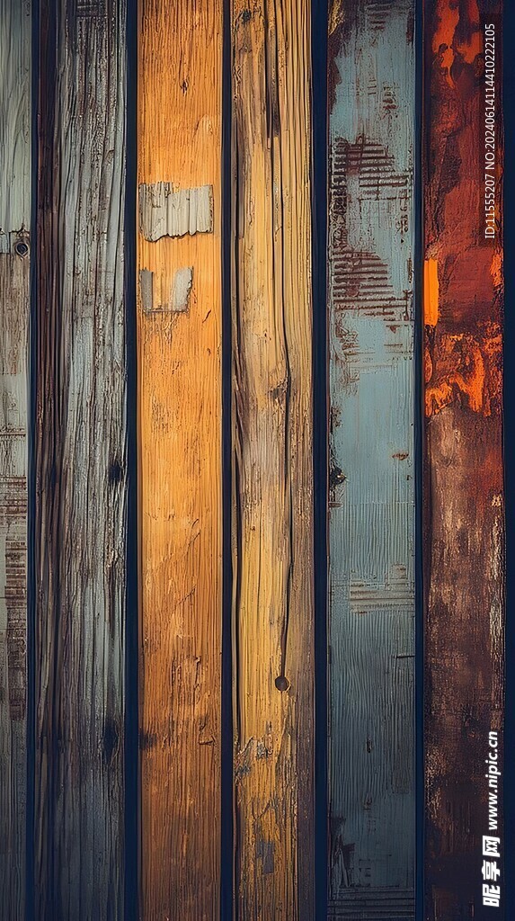 多彩木纹木板素材图片