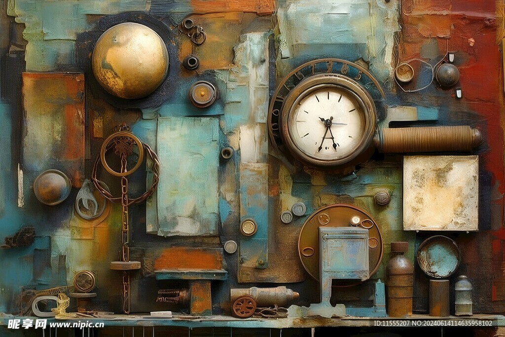 多彩木纹木板素材图片