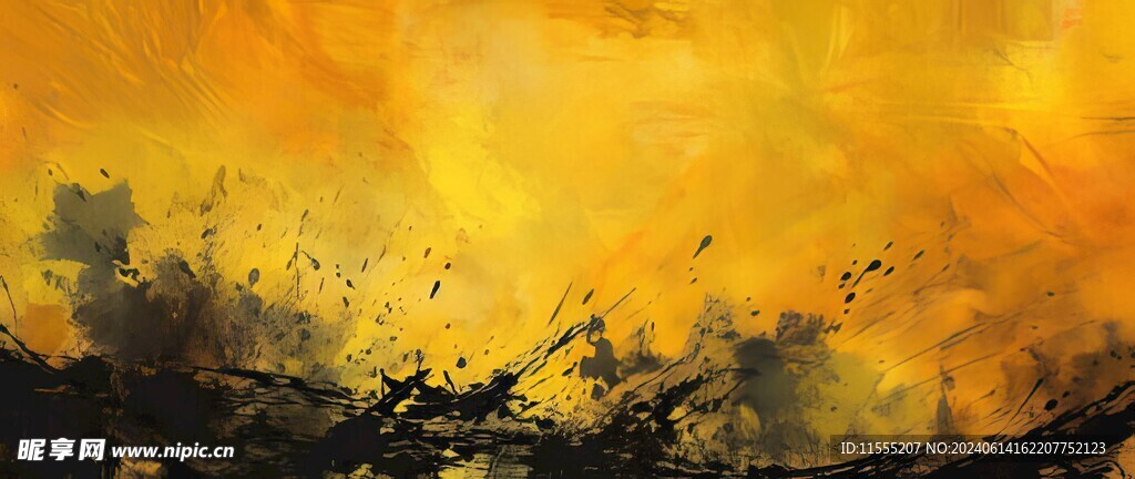 创意手绘泼墨多彩狂草水彩背景图