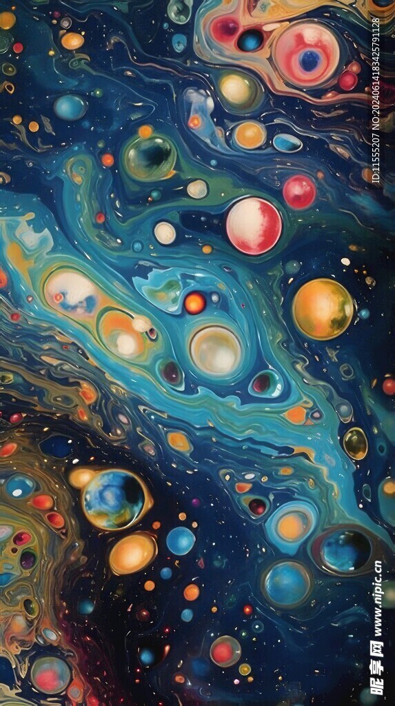 创意多彩宇宙抽象油彩绘画背景
