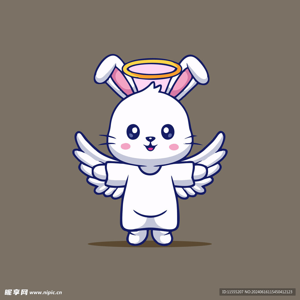 可爱兔子天使卡通矢量儿童插画