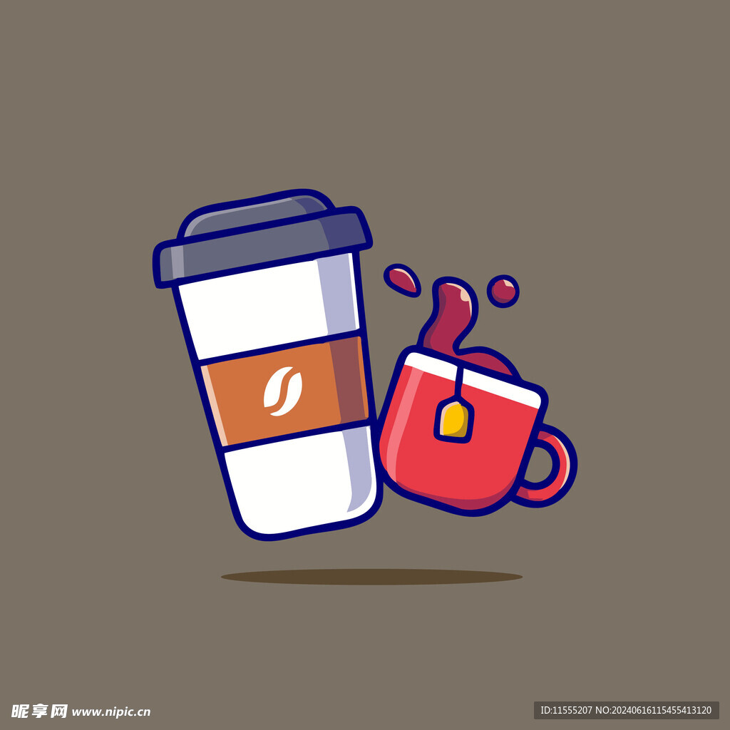 可爱咖啡杯卡通矢量儿童插画