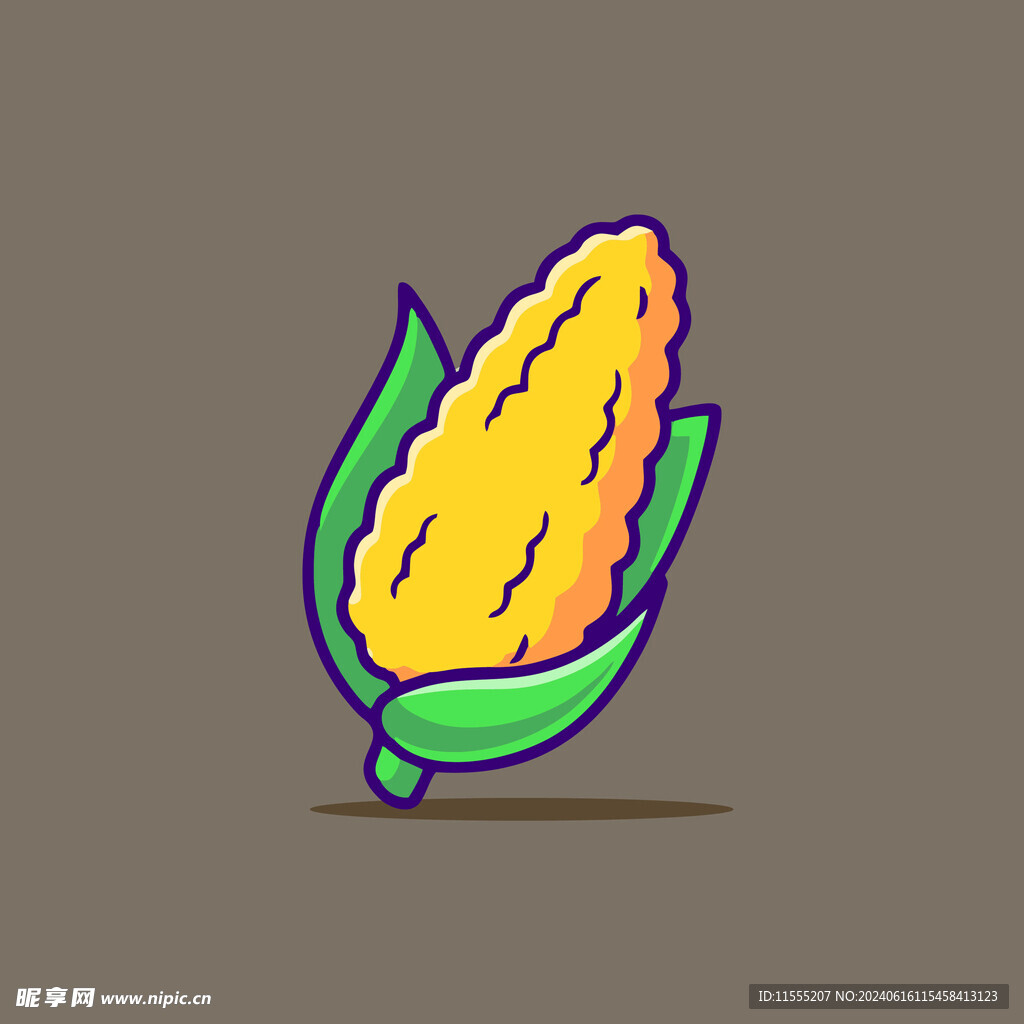 可爱玉米卡通矢量儿童插画
