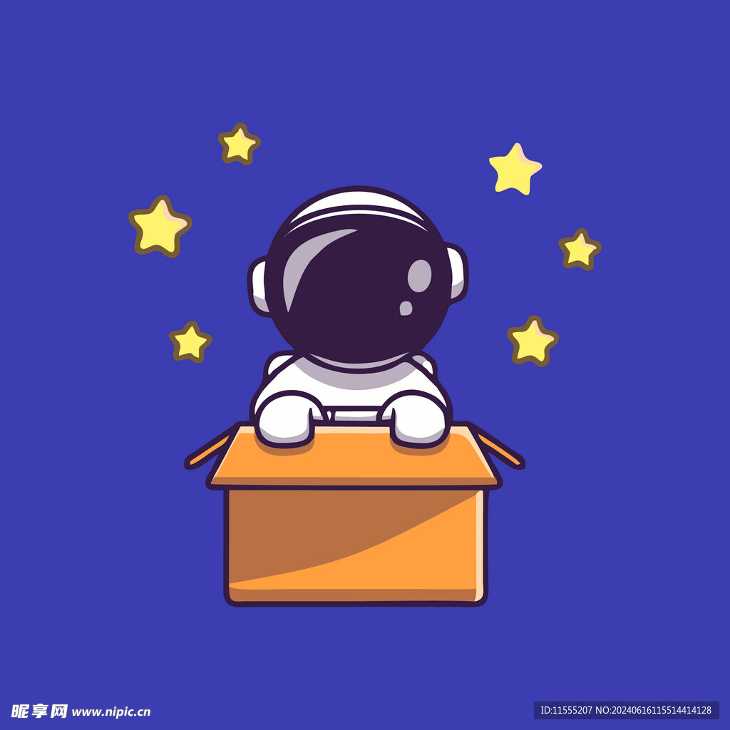 可爱宇航员卡通矢量儿童插画