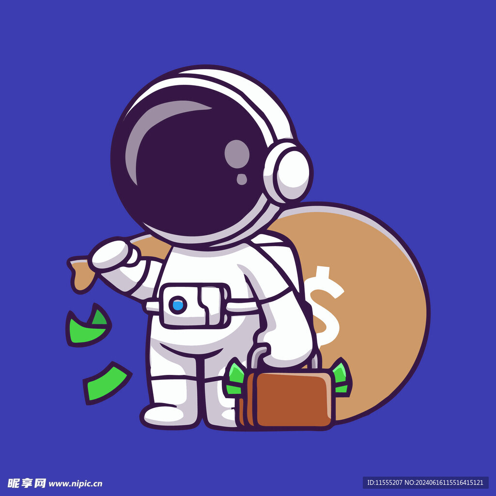 可爱宇航员卡通矢量儿童插画