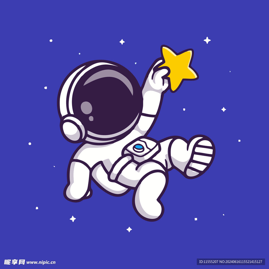 可爱宇航员卡通矢量儿童插画