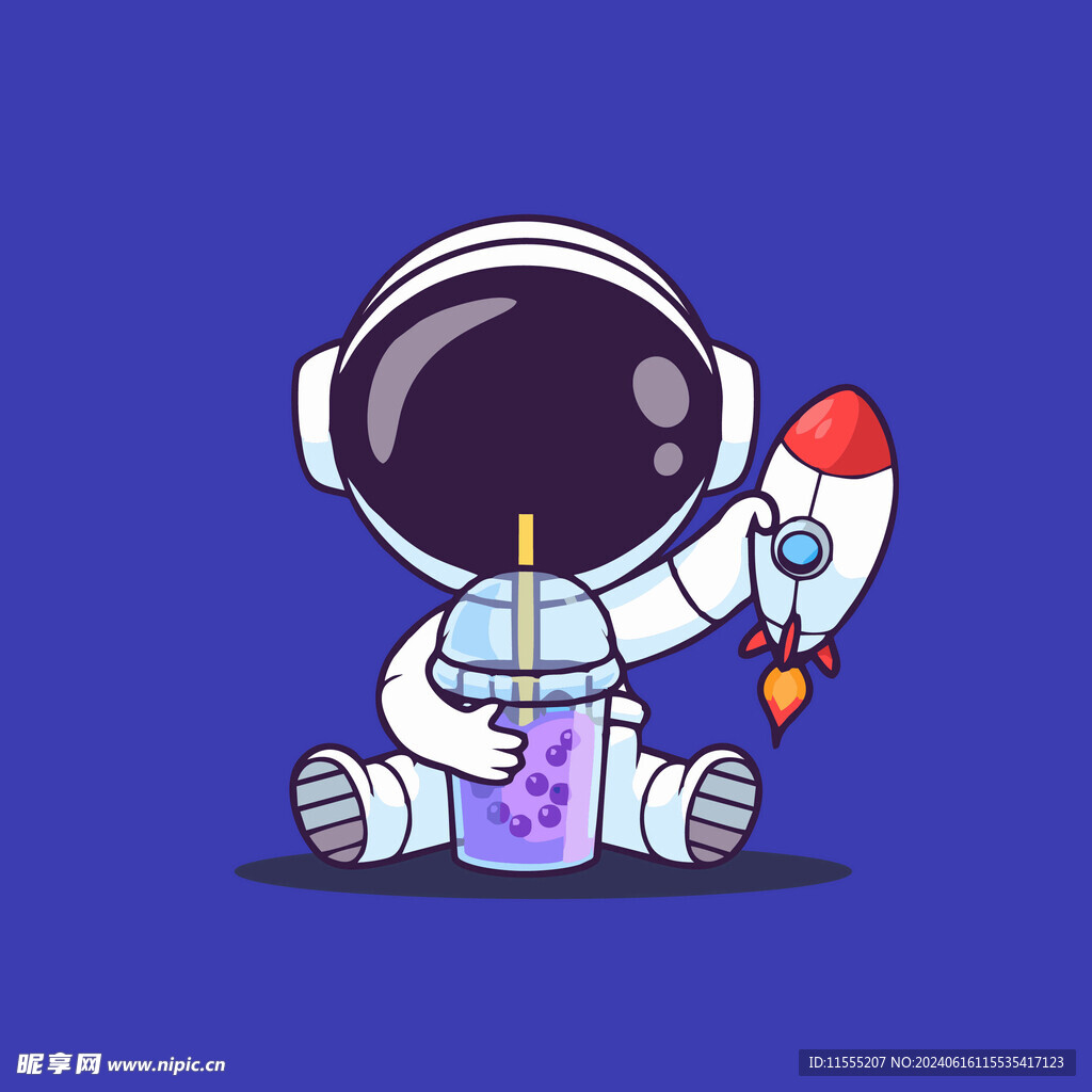 可爱宇航员卡通矢量儿童插画