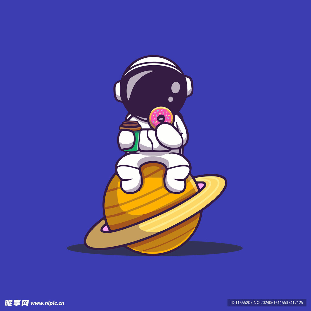 可爱宇航员卡通矢量儿童插画