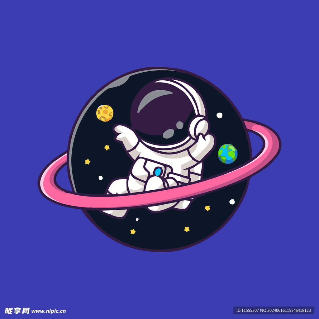 可爱宇航员卡通矢量儿童插画