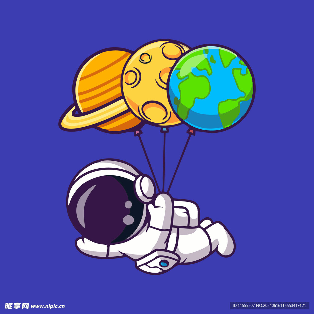 可爱宇航员卡通矢量儿童插画