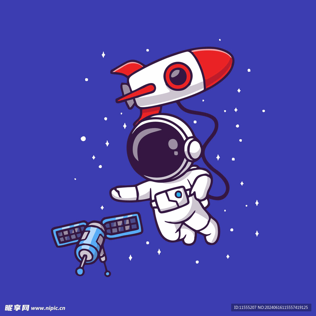 可爱宇航员卡通矢量儿童插画