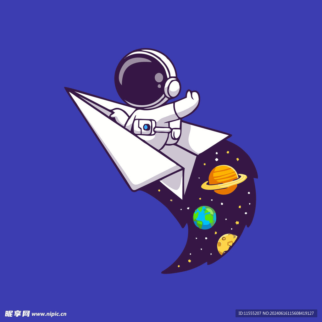 可爱宇航员卡通矢量儿童插画