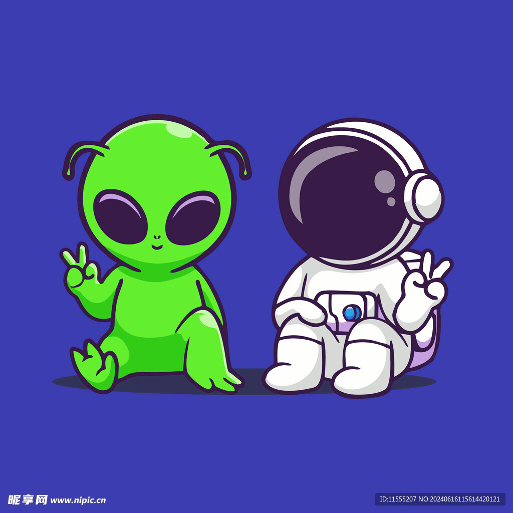 可爱外星人卡通矢量儿童插画