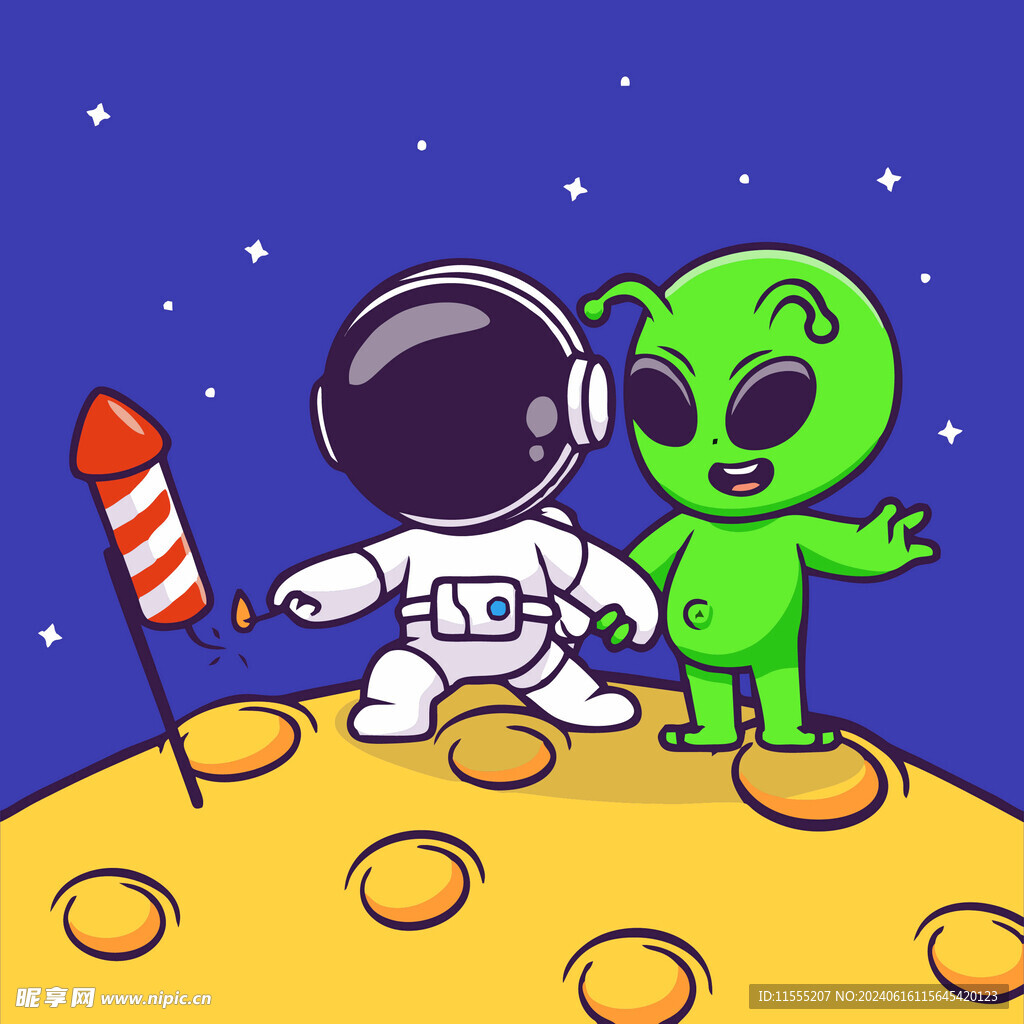 可爱外星人卡通矢量儿童插画