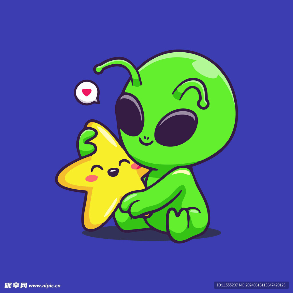 可爱外星人卡通矢量儿童插画