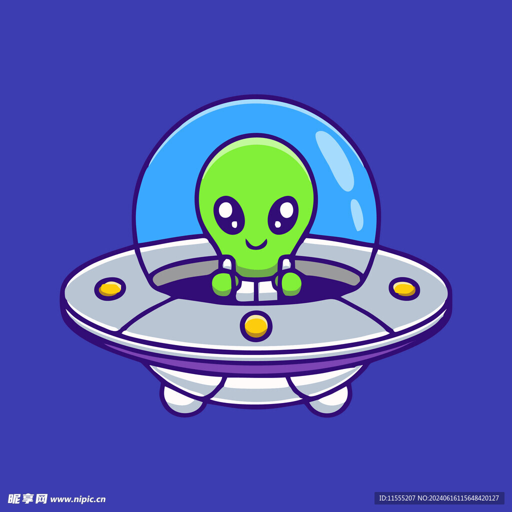 可爱外星人卡通矢量儿童插画
