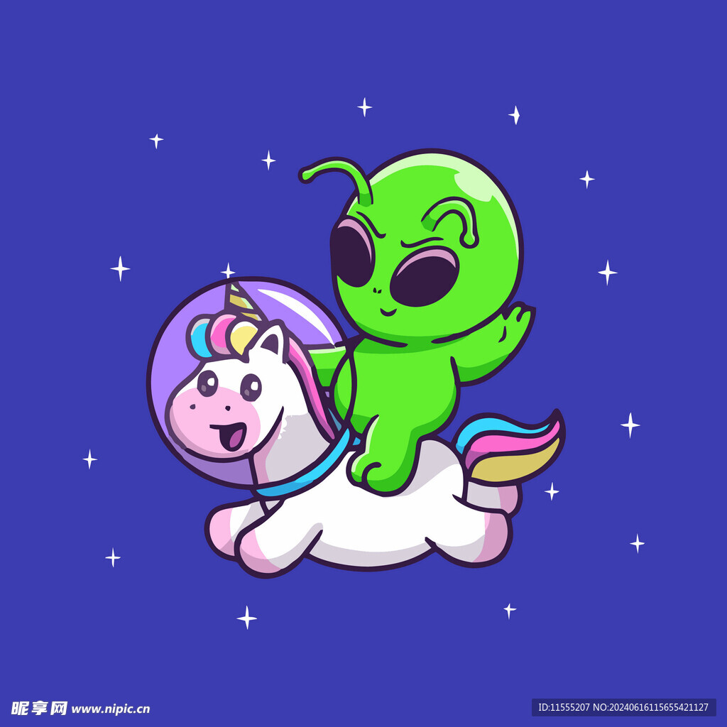 可爱外星人卡通矢量儿童插画