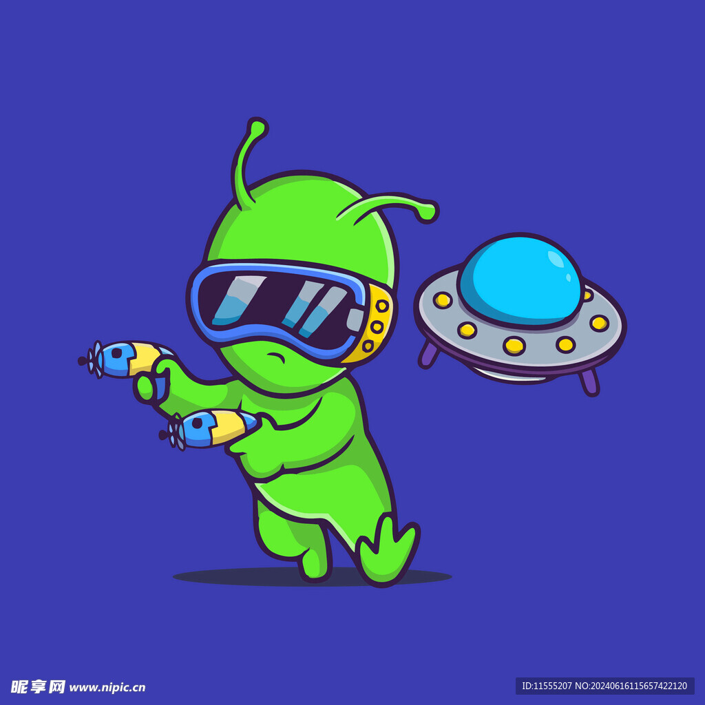 可爱外星人卡通矢量儿童插画